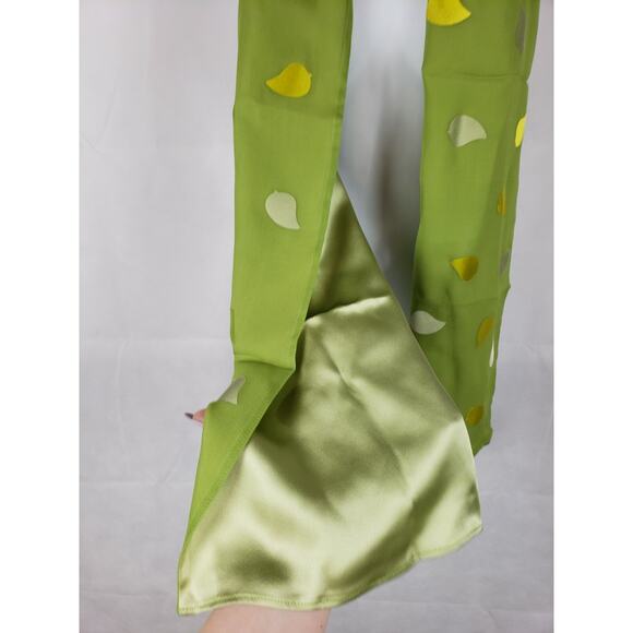 Boutique On the Vine Scarf 4601 Green Leaf Silk 60"X 10" NEW Falling Leaves - Picture 3 of 7